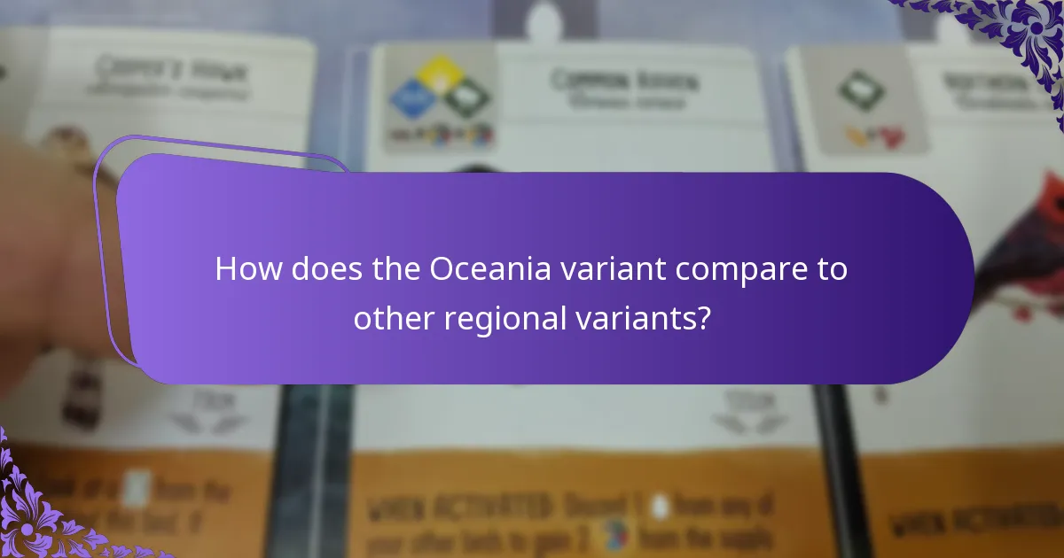 What rule adjustments are necessary for the Oceania variant?